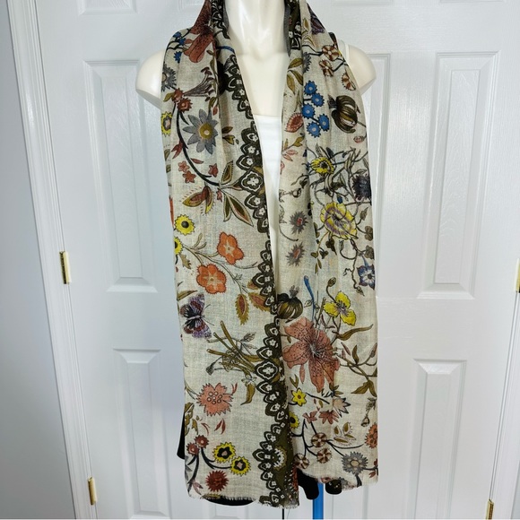 ARHAUS JEWELS wool and silk SCARF BOHO CHIC floral Paisley Bohemian artsy woodsy - Picture 6 of 6